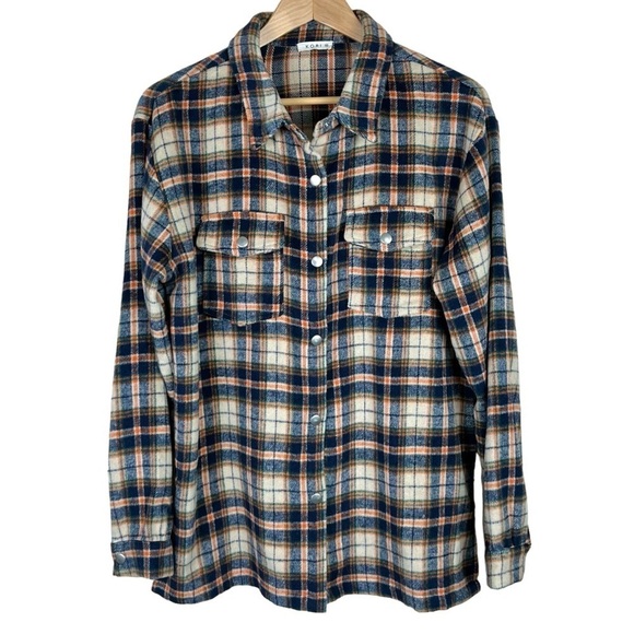 Kori Plaid Blue & Orange Shacket Size Medium - Picture 1 of 9